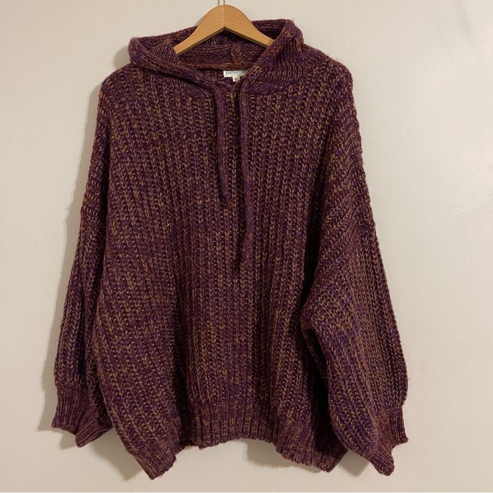 Unisex Men’s XL Women’s 2X Earthbound WINE OVERSIZED WAFFLE HOODED SWEATER